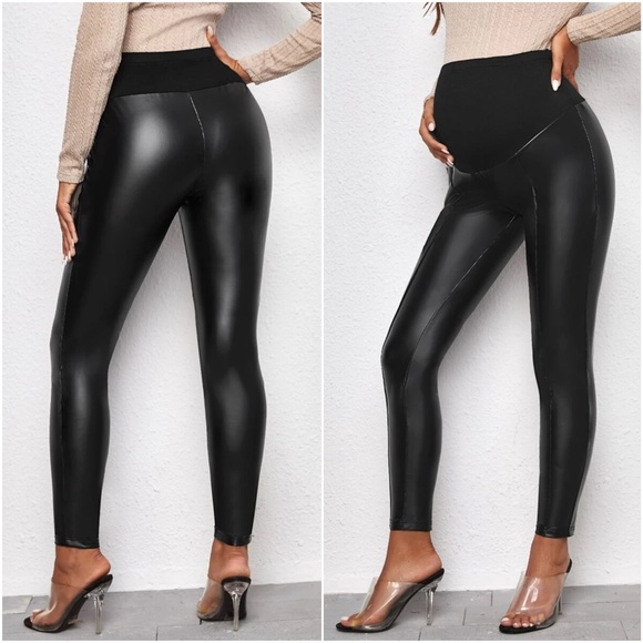 MATERNITY vegan leather leggings black spanx style Minimalist - Picture 6 of 6